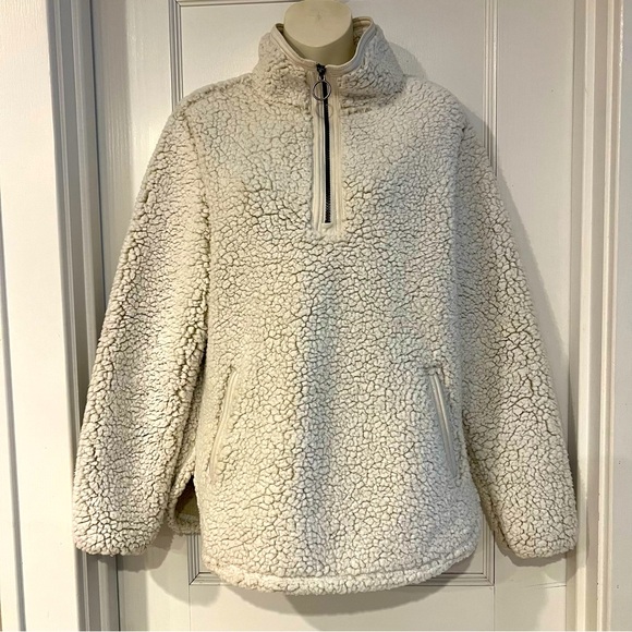 Cozy Sherpa 1/4 Zipped Fleece Cream Womens Size Medium - Picture 1 of 7